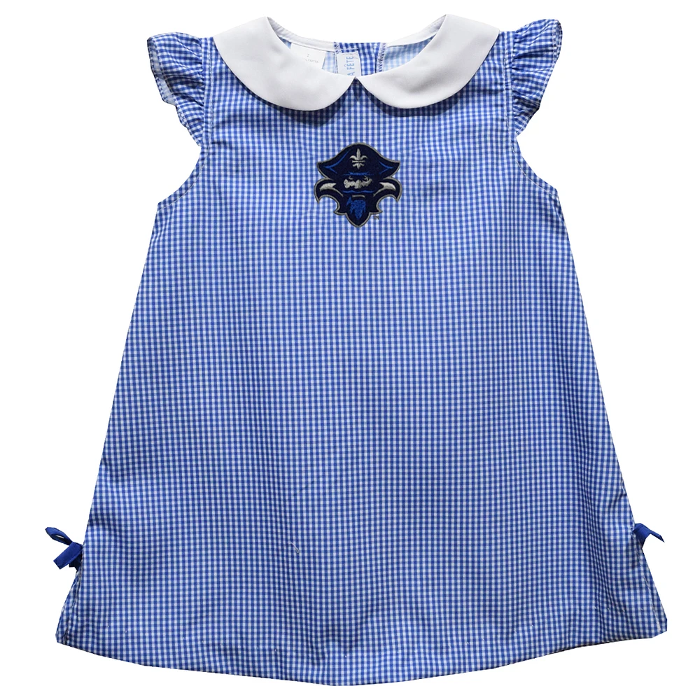 Infant Girls Vive La Fete Blue New Orleans Privateers Mini Check Pattern A-Line Dress