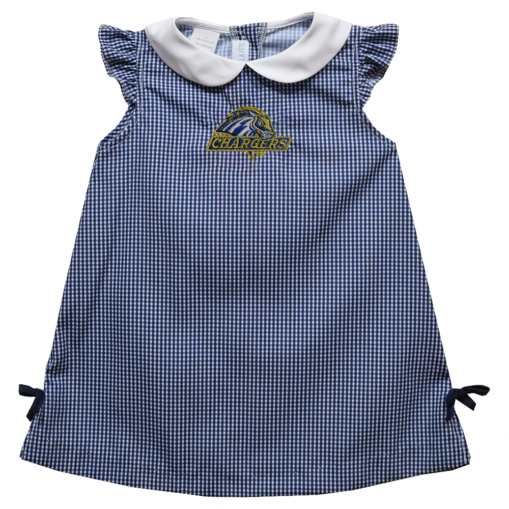 Infant Girls Vive La Fete Blue University of New Haven Chargers Mini Check Pattern A-Line Dress