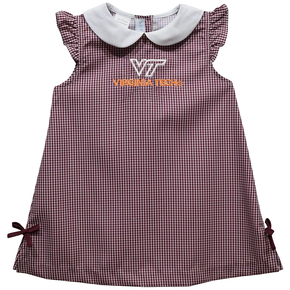 Infant Girls Vive La Fete Maroon Virginia Tech Hokies Mini Check Pattern A-Line Dress