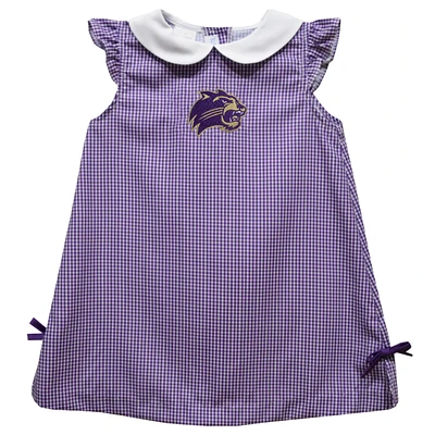 Infant Girls Vive La Fete Purple Western Carolina Catamounts Mini Check Pattern A-Line Dress