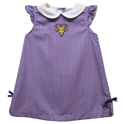 Infant Girls Vive La Fete Purple West Chester Golden Rams Mini Check Pattern A-Line Dress