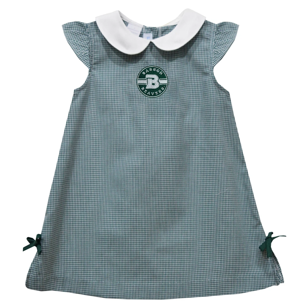 Toddler Girls Vive La Fete Green Babson Beavers Mini Check Pattern A-Line Dress