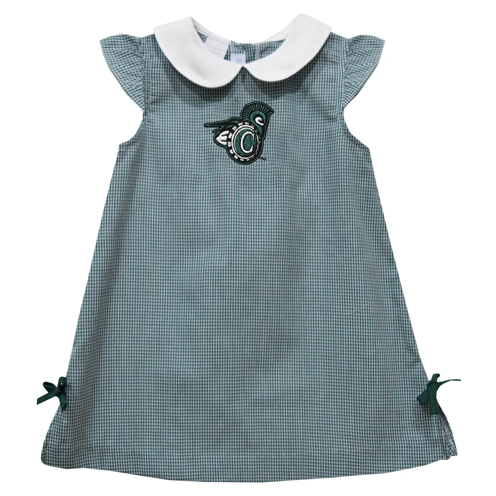 Toddler Girls Vive La Fete Green Vermont State University Mini Check Pattern A-Line Dress