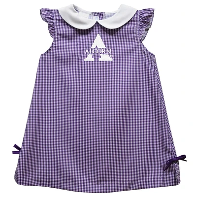 Toddler Girls Vive La Fete Purple Alcorn State Braves Mini Check Pattern A-Line Dress