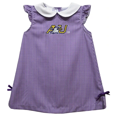Toddler Girls Vive La Fete Purple Ashland Eagles Mini Check Pattern A-Line Dress