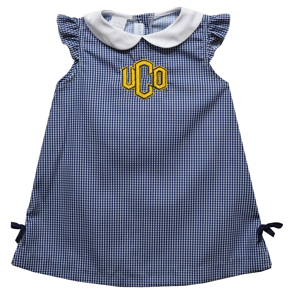 Toddler Girls Vive La Fete Blue Central Oklahoma Bronchos Mini Check Pattern A-Line Dress