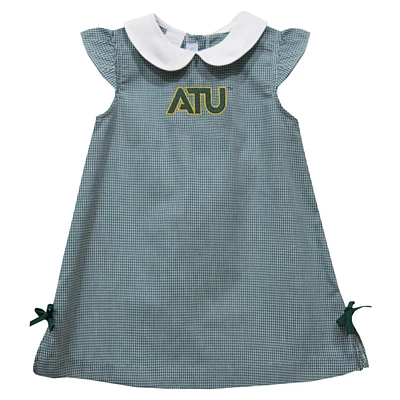 Toddler Girls Vive La Fete Green Arkansas Tech Mini Check Pattern A-Line Dress