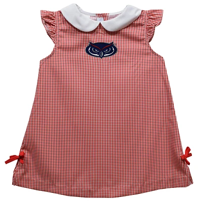Toddler Girls Vive La Fete Red Florida Atlantic Owls Mini Check Pattern A-Line Dress