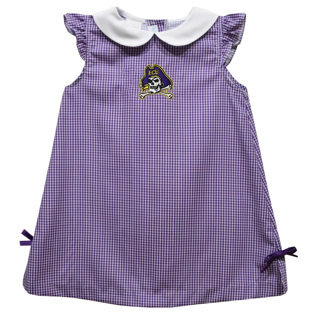 Toddler Girls Vive La Fete Purple ECU Pirates Mini Check Pattern A-Line Dress