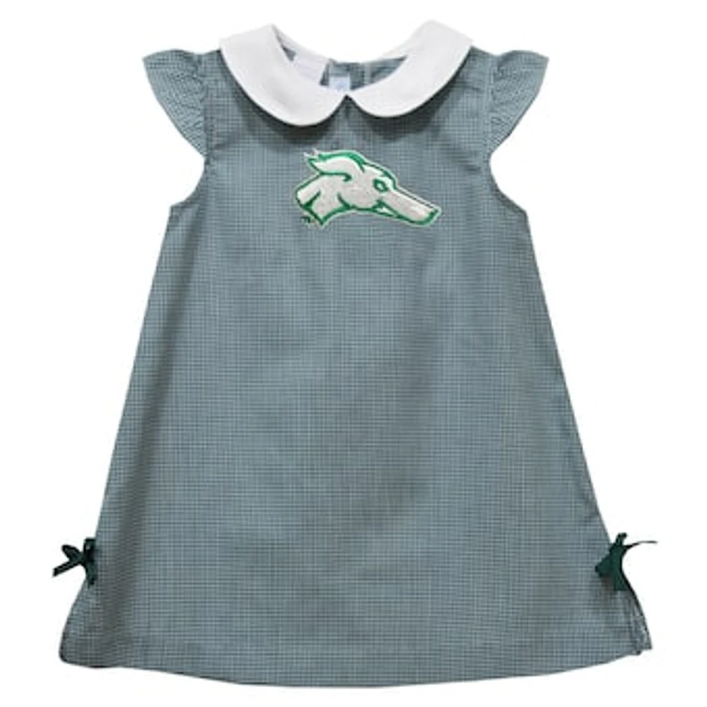 Toddler Girls Vive La Fete Green Eastern New Mexico Greyhounds Mini Check Pattern A-Line Dress