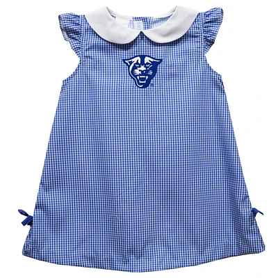 Toddler Girls Vive La Fete Blue Georgia State Panthers Mini Check Pattern A-Line Dress