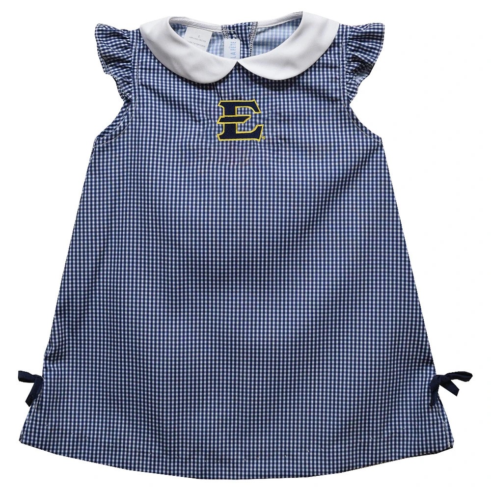 Toddler Girls Vive La Fete Navy ETSU Buccaneers Mini Check Pattern A-Line Dress