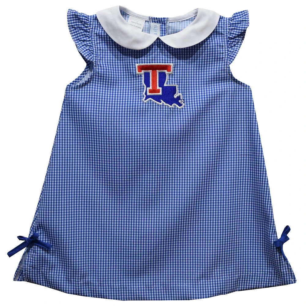 Toddler Girls Vive La Fete Royal Louisiana Tech Bulldogs Mini Check Pattern A-Line Dress