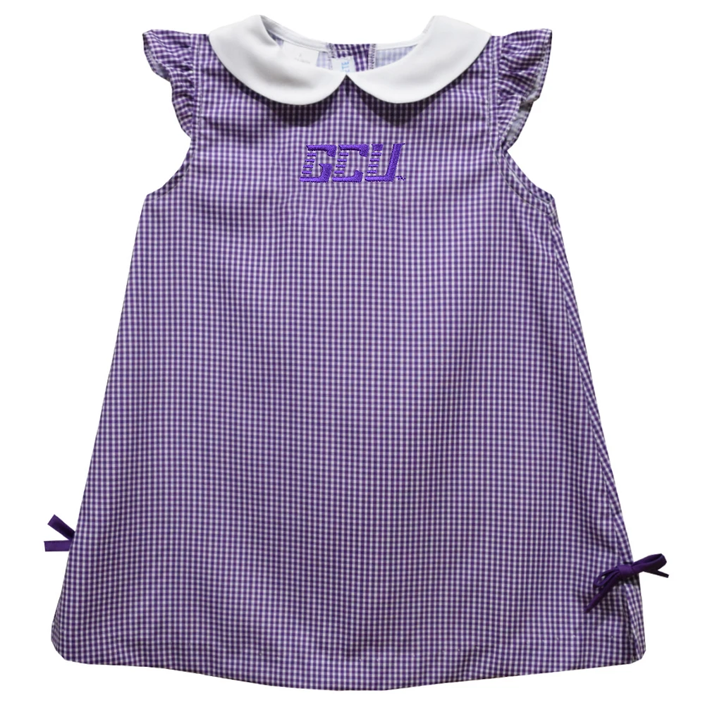 Toddler Girls Vive La Fete Purple Grand Canyon Antelopes Mini Check Pattern A-Line Dress