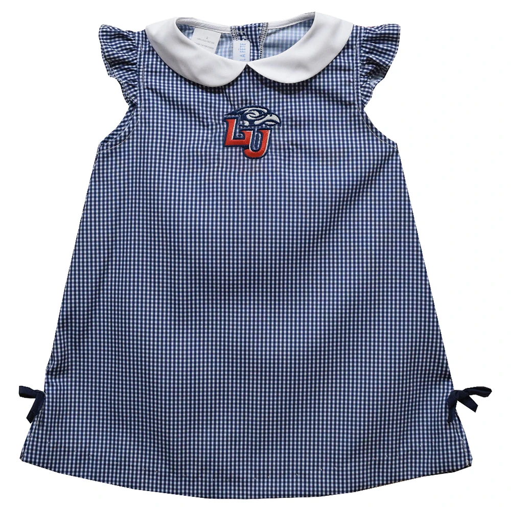 Toddler Girls Vive La Fete Navy Liberty Flames Mini Check Pattern A-Line Dress