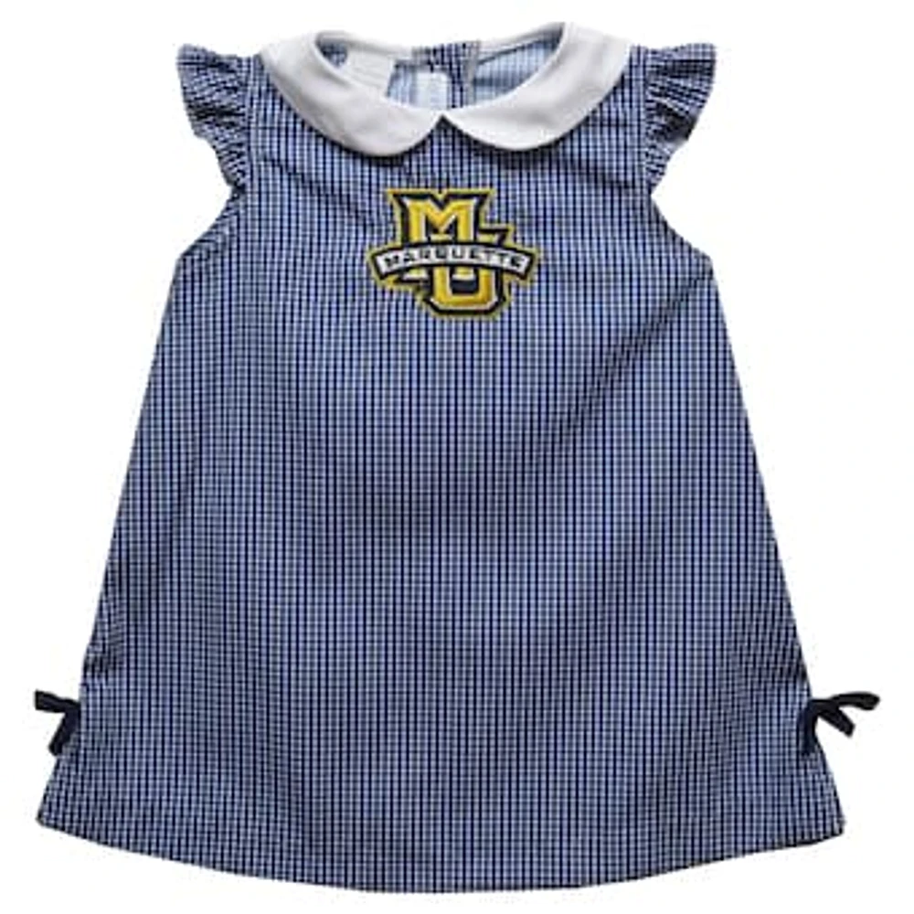 Toddler Girls Vive La Fete Blue Marquette Golden Eagles Mini Check Pattern A-Line Dress