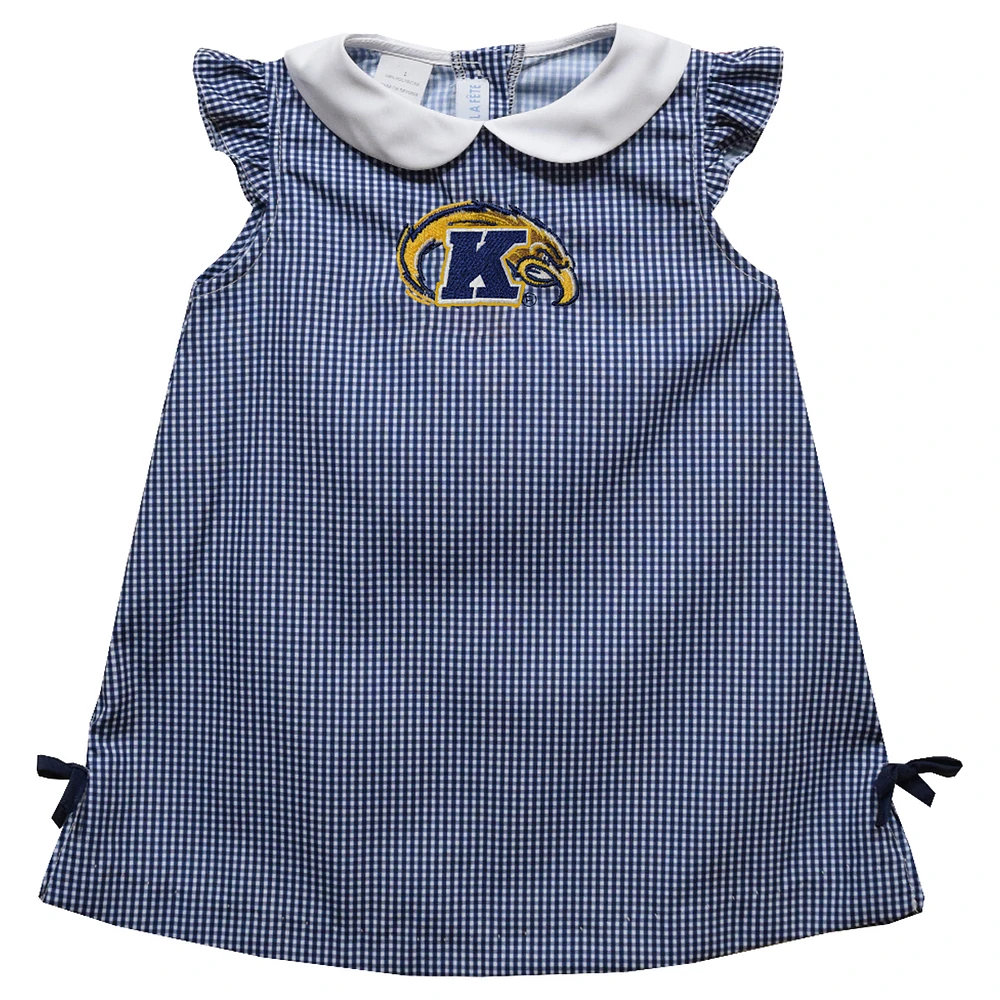 Toddler Girls Vive La Fete Blue Kent State Golden Flashes Mini Check Pattern A-Line Dress