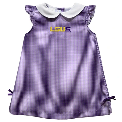 Toddler Girls Vive La Fete Purple LSU Shreveport Pilots Mini Check Pattern A-Line Dress