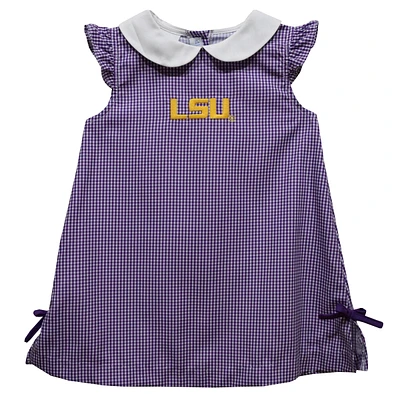 Toddler Girls Vive La Fete Purple LSU Tigers Mini Check Pattern A-Line Dress