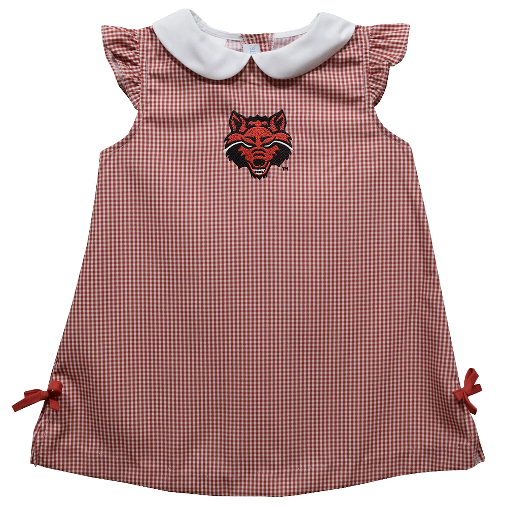 Toddler Girls Vive La Fete Scarlet Arkansas State Red Wolves Mini Check Pattern A-Line Dress
