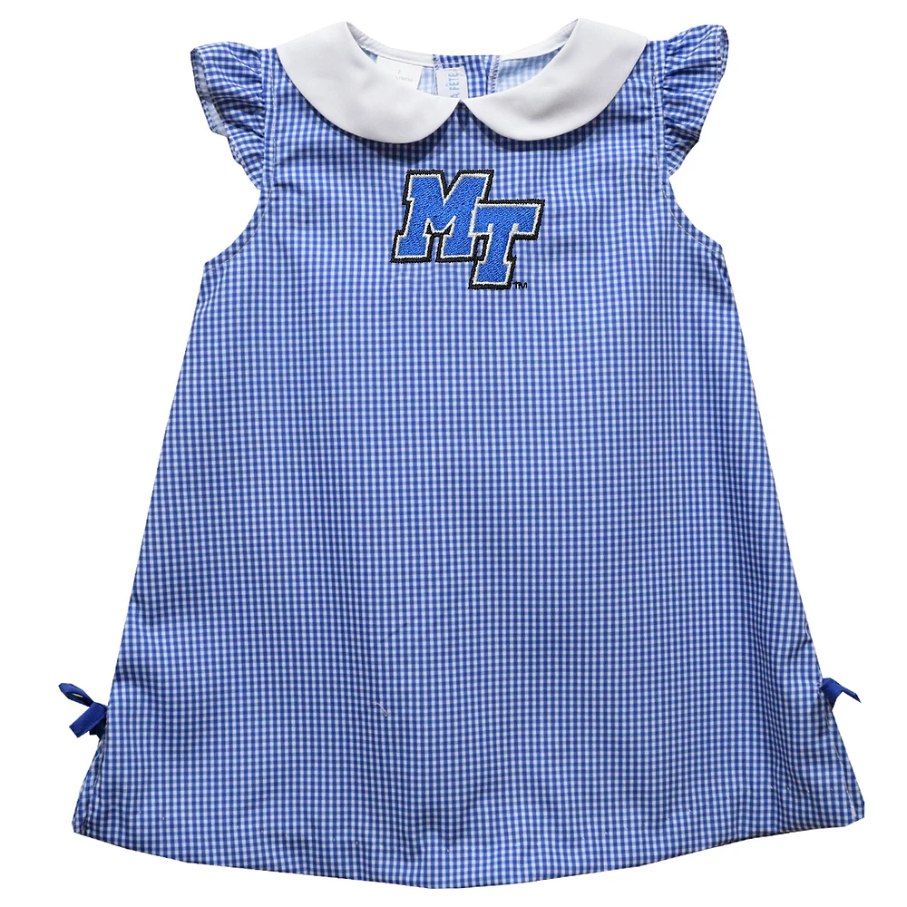 Toddler Girls Vive La Fete Royal MTSU Blue Raiders Mini Check Pattern A-Line Dress