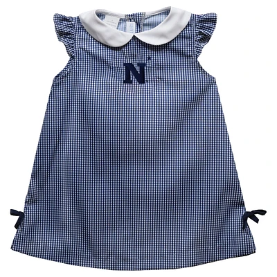 Toddler Girls Vive La Fete Navy Midshipmen Mini Check Pattern A-Line Dress