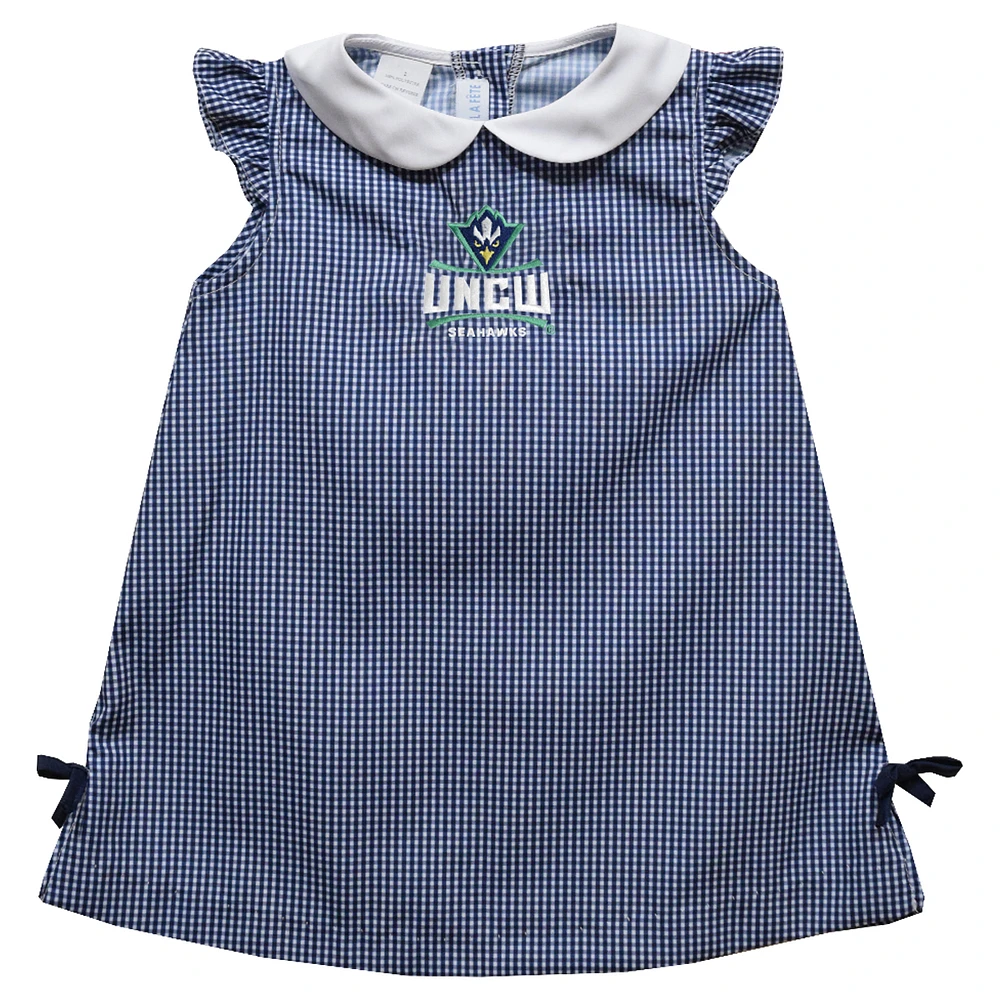 Toddler Girls Vive La Fete Navy UNC Wilmington Seahawks Mini Check Pattern A-Line Dress