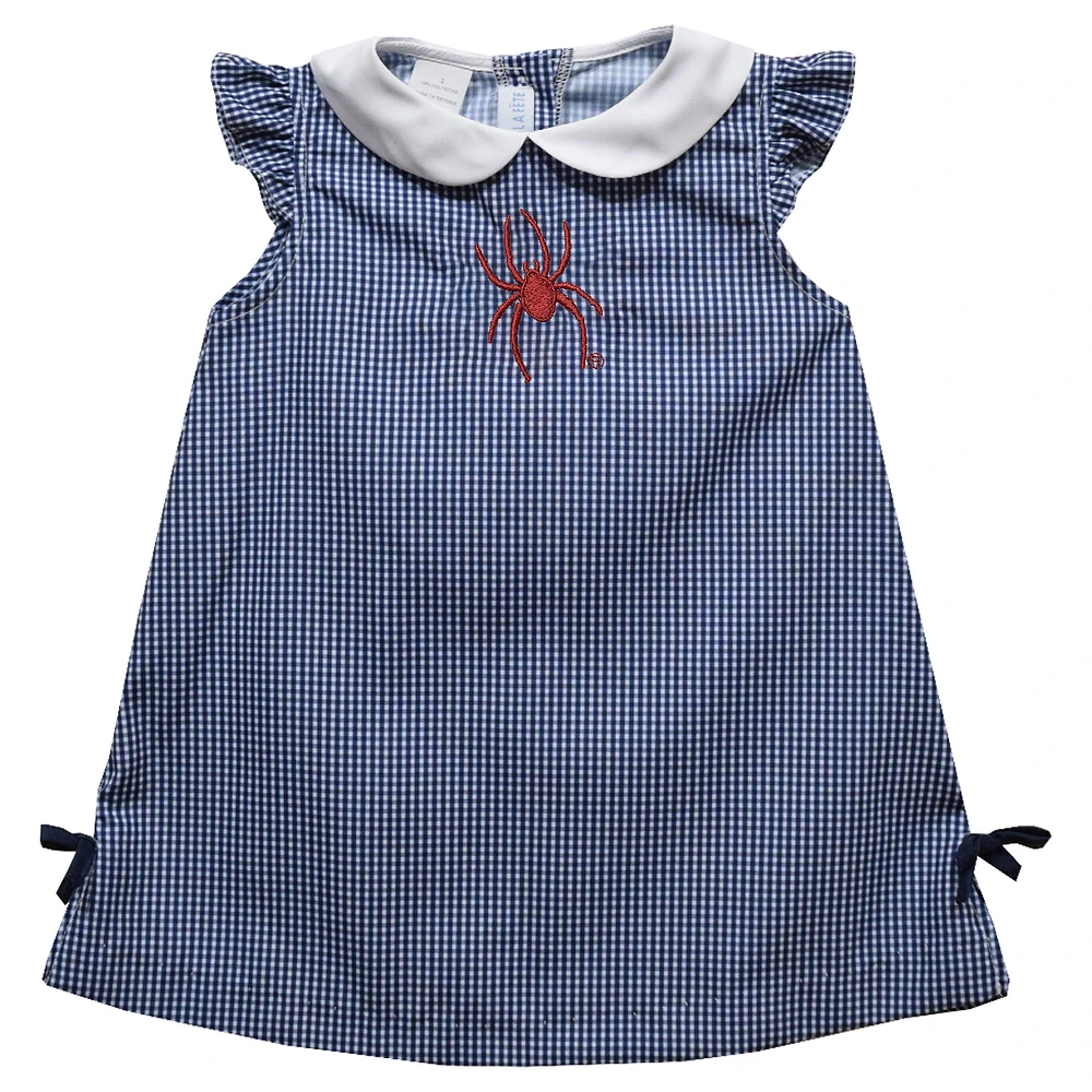 Toddler Girls Vive La Fete Navy Richmond Spiders Mini Check Pattern A-Line Dress