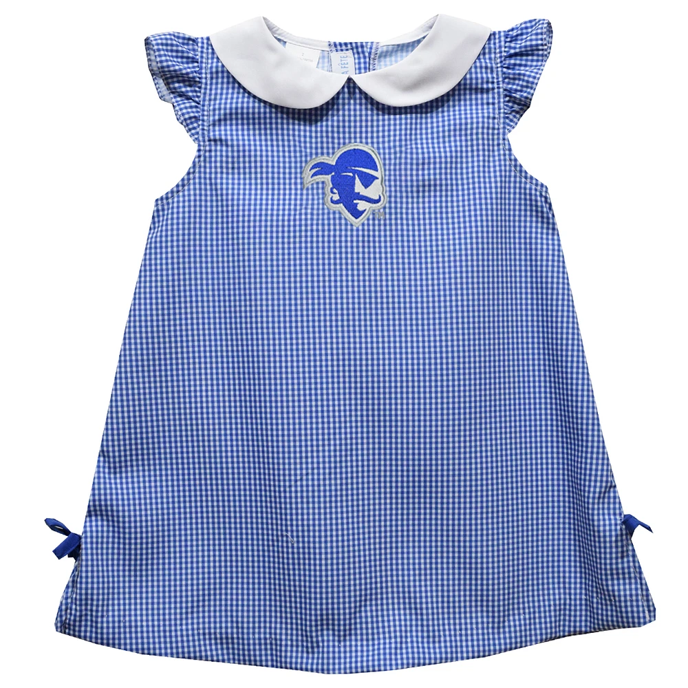 Toddler Girls Vive La Fete Blue Seton Hall Pirates Mini Check Pattern A-Line Dress