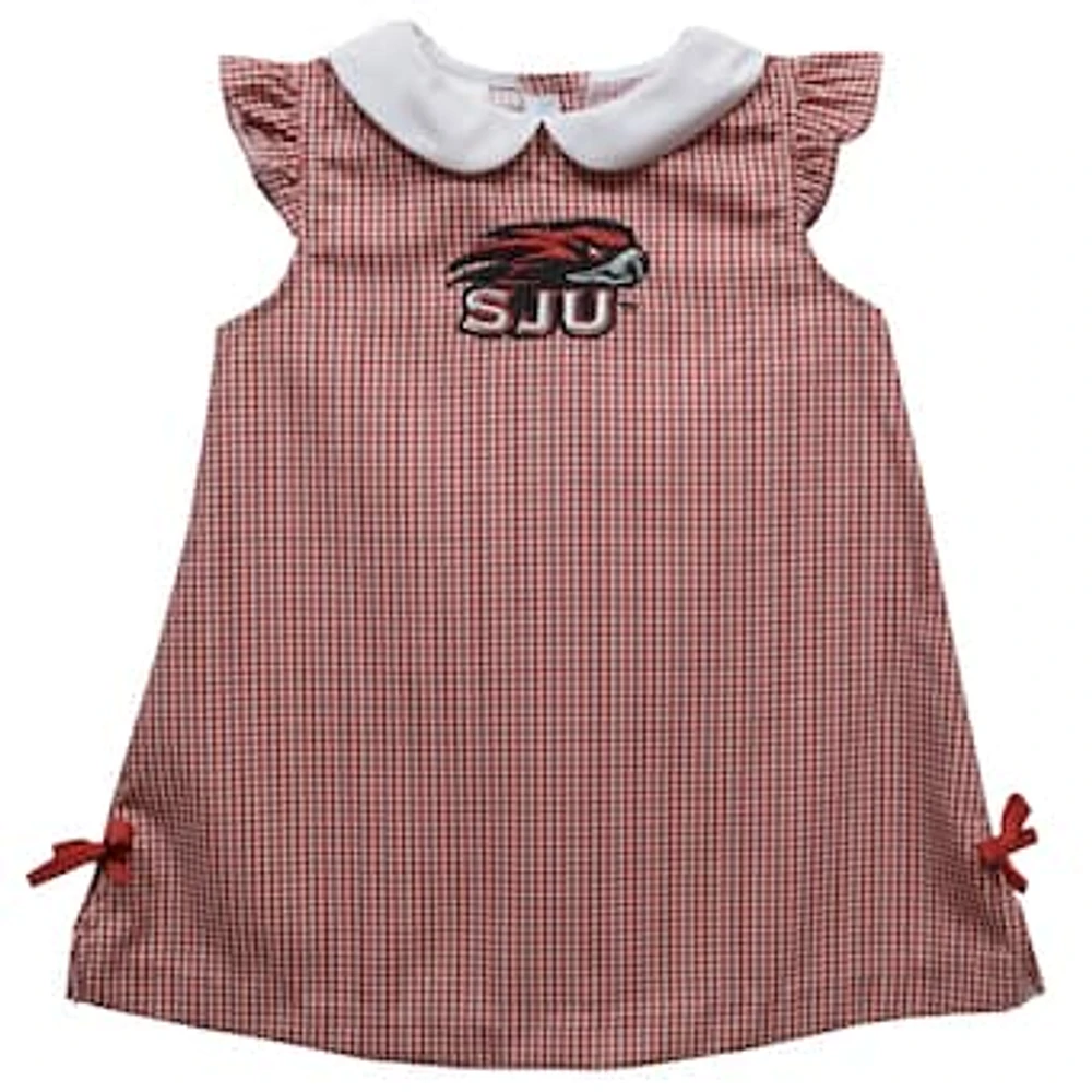 Toddler Girls Vive La Fete Crimson Saint Joseph's Hawks Mini Check Pattern A-Line Dress