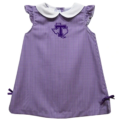 Toddler Girls Vive La Fete Purple Tarleton State Texans Mini Check Pattern A-Line Dress