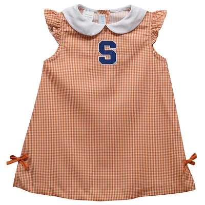 Toddler Girls Vive La Fete Orange Syracuse Mini Check Pattern A-Line Dress
