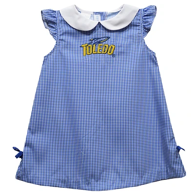 Toddler Girls Vive La Fete Blue Toledo Rockets Mini Check Pattern A-Line Dress