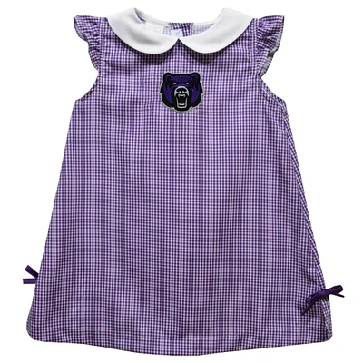 Toddler Girls Vive La Fete Purple Central Arkansas Bears Mini Check Pattern A-Line Dress