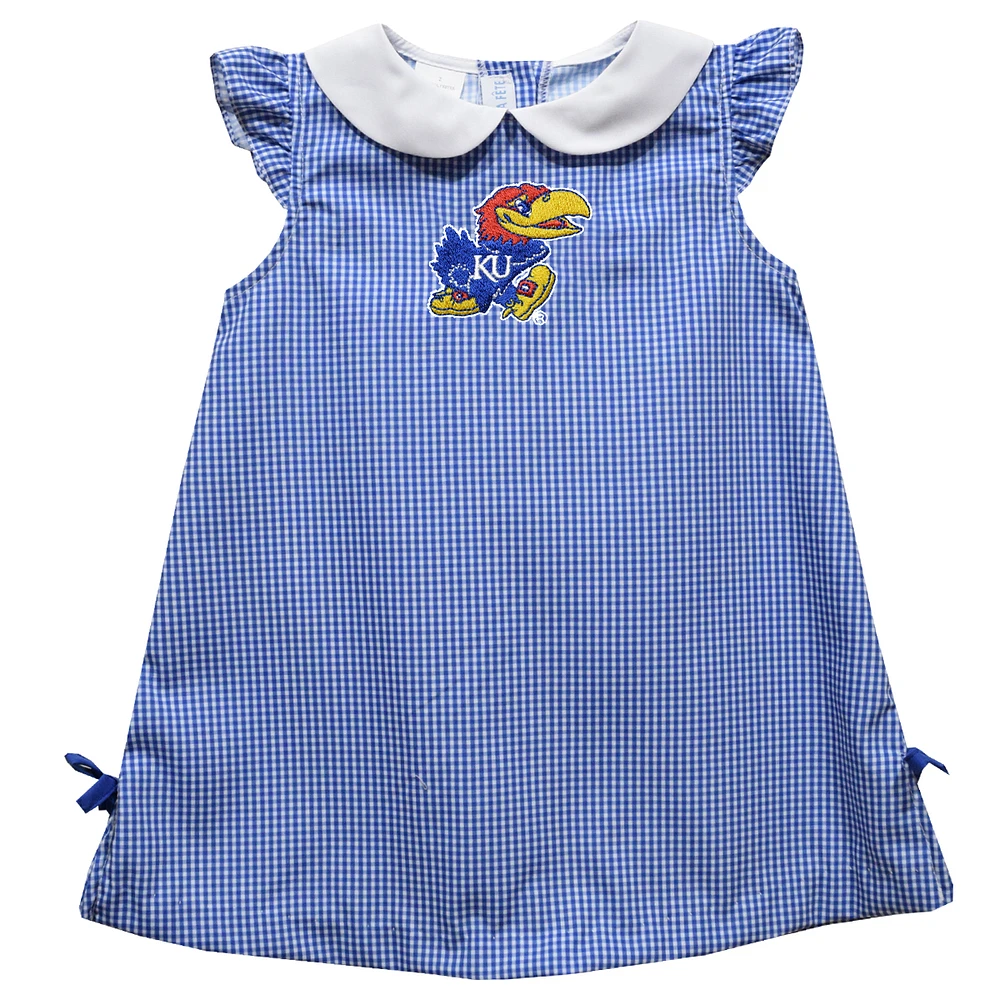 Toddler Girls Vive La Fete Blue Kansas Jayhawks Mini Check Pattern A-Line Dress