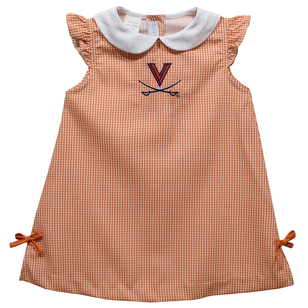 Toddler Girls Vive La Fete Orange Virginia Cavaliers Mini Check Pattern A-Line Dress