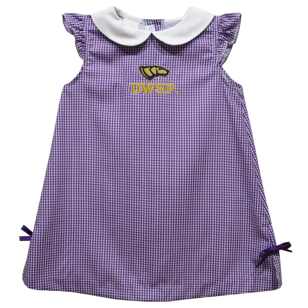 Toddler Girls Vive La Fete Purple Wisconsin-Stevens Point Pointers Mini Check Pattern A-Line Dress