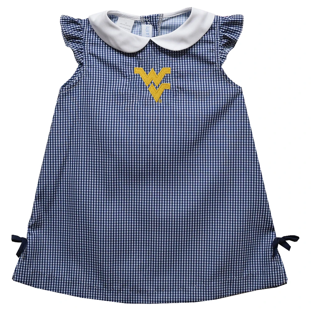 Toddler Girls Vive La Fete Royal West Virginia Mountaineers Mini Check Pattern A-Line Dress