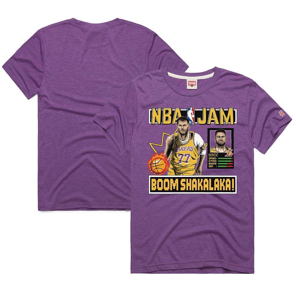 Unisex Homage Luka Dončić Purple Los Angeles Lakers NBA Jam Tri-Blend T-Shirt