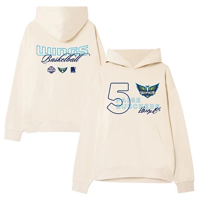 Unisex round21 Paige Bueckers Cream Dallas Wings 2025 WNBA Draft Flight Night Pullover Hoodie
