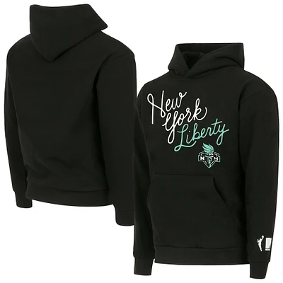 Unisex round21 Black New York Liberty Script Pullover Hoodie