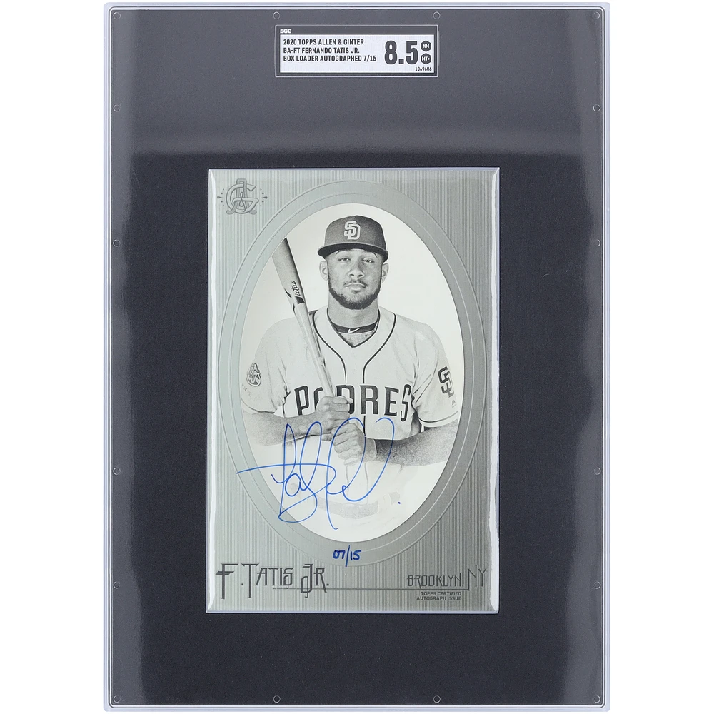 Fernando Tatis Jr. San Diego Padres Autographed 2020 Topps Allen & Ginter Box Topper #BA-FT #7/15 SGC Authenticated 8.5 Card