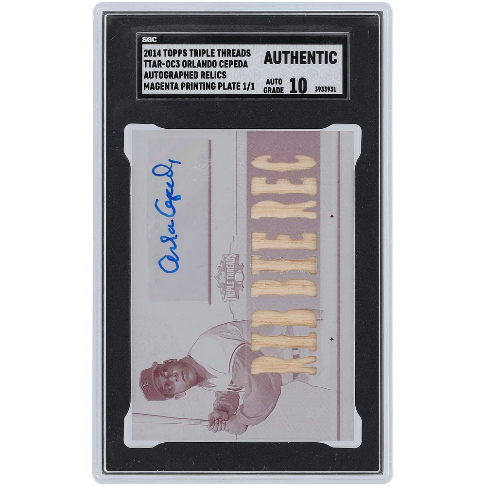 Orlando Cepeda San Francisco Giants Autographed 2014 Topps Triple Threads Magenta Plate Relic #TTAR-OC3 #1/1 SGC Authenticated Auto 10 Card