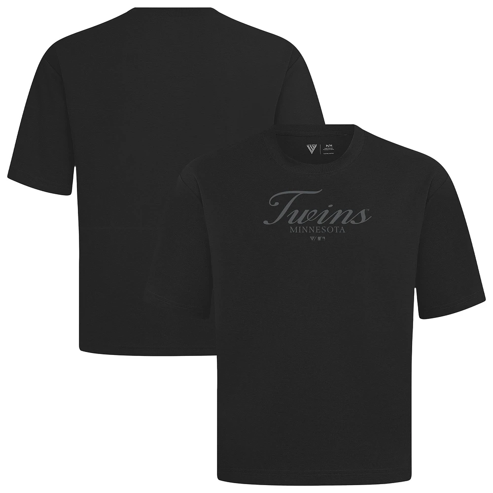Men's Levelwear Black Minnesota Twins Ethereal Oversized Luxe Signature Knit T-Shirt