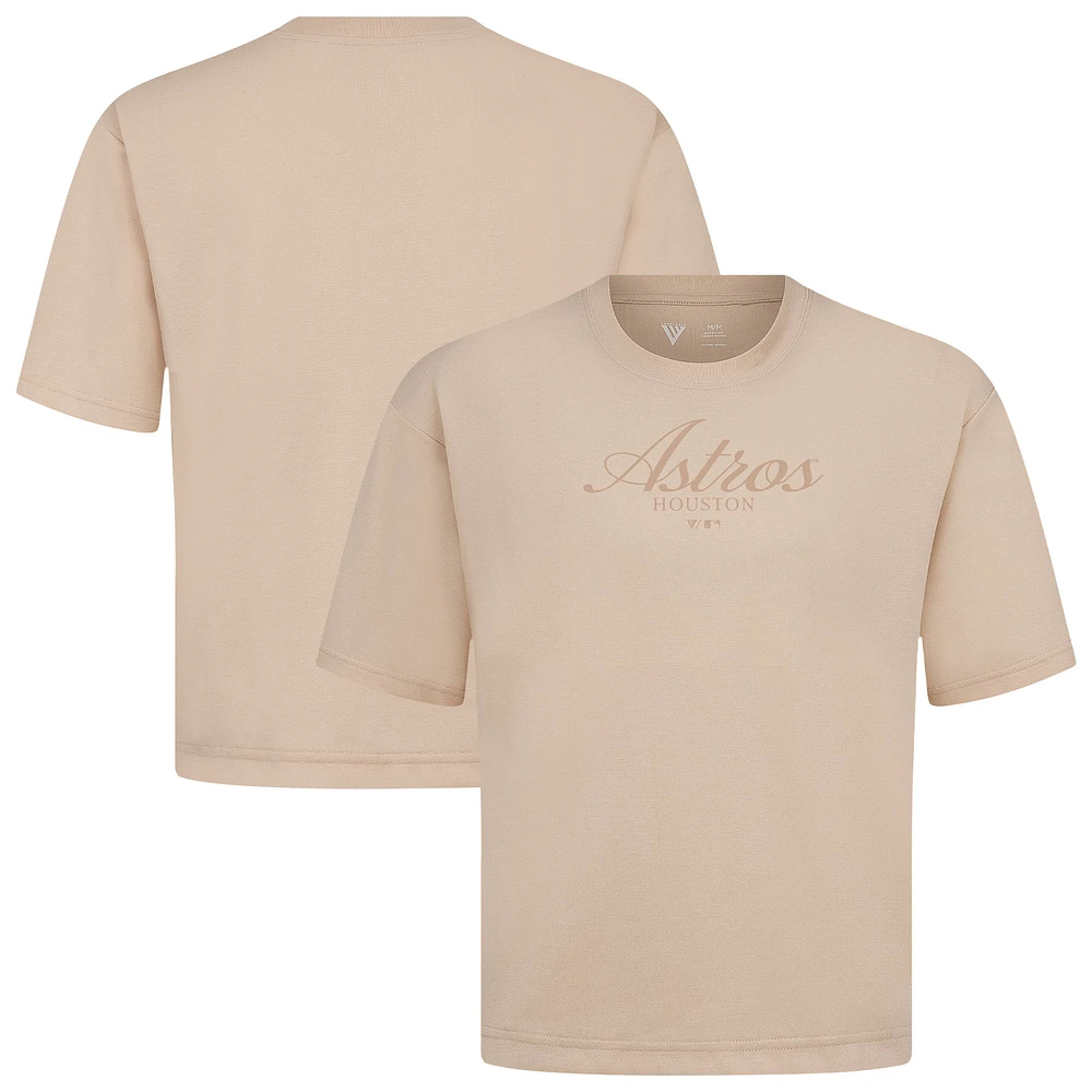 Men's Levelwear Khaki Houston Astros Ethereal Oversized Luxe Signature Knit T-Shirt
