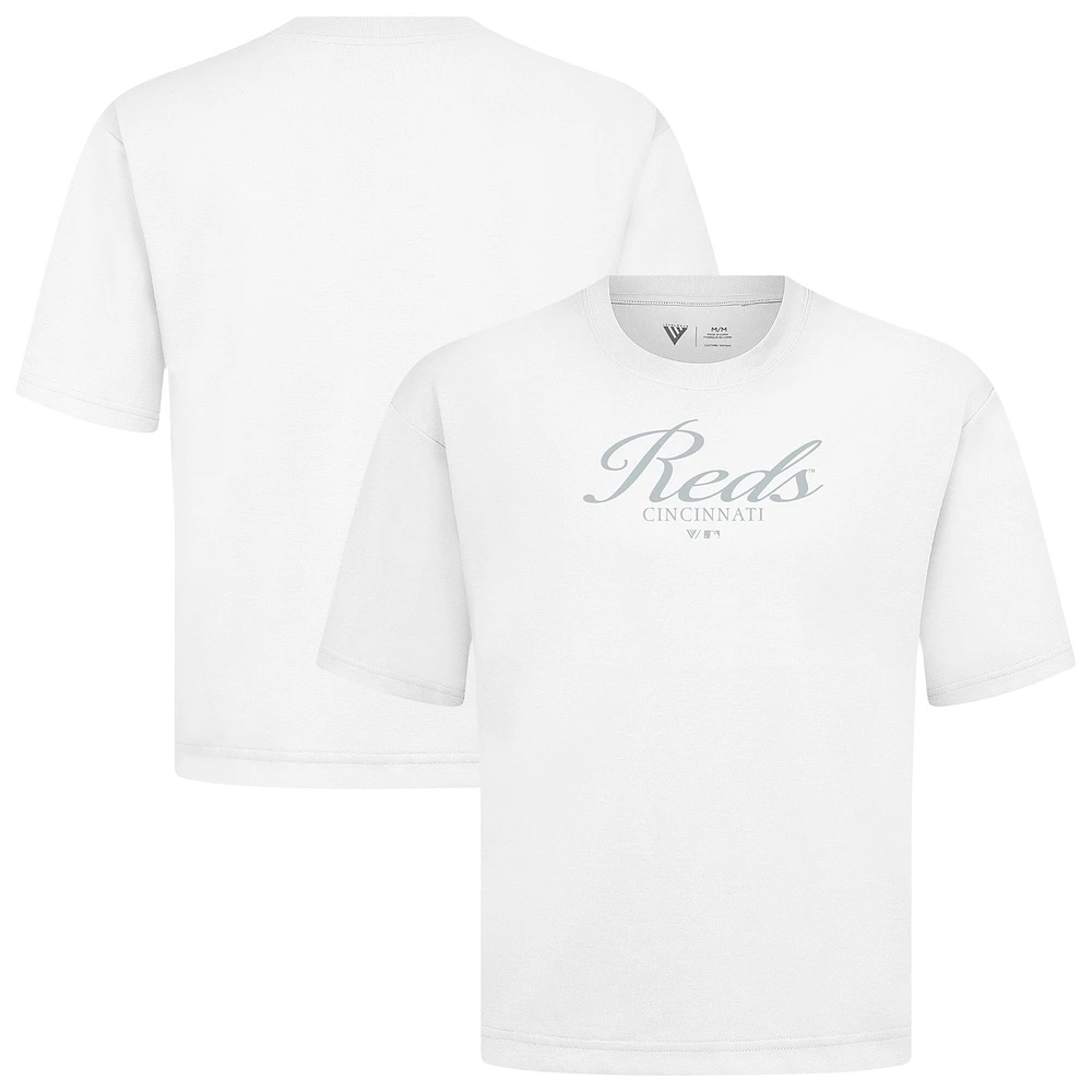 Men's Levelwear White Cincinnati Reds Ethereal Oversized Luxe Signature Knit T-Shirt