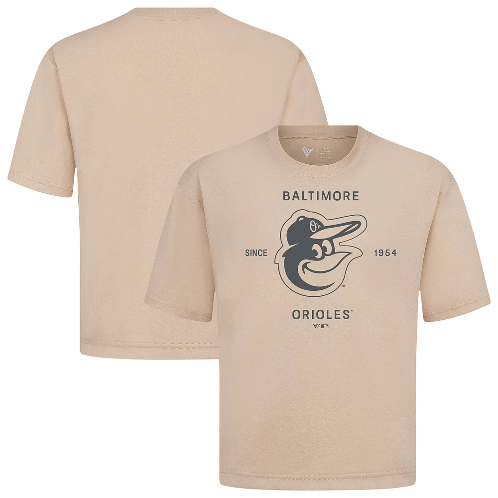 Men's Levelwear Khaki Baltimore Orioles Crossway Oversized Luxe Signature Knit T-Shirt