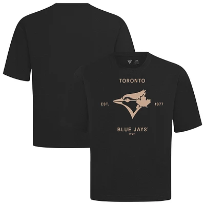 Men's Levelwear Black Toronto Blue Jays Crossway Oversized Luxe Signature Knit T-Shirt