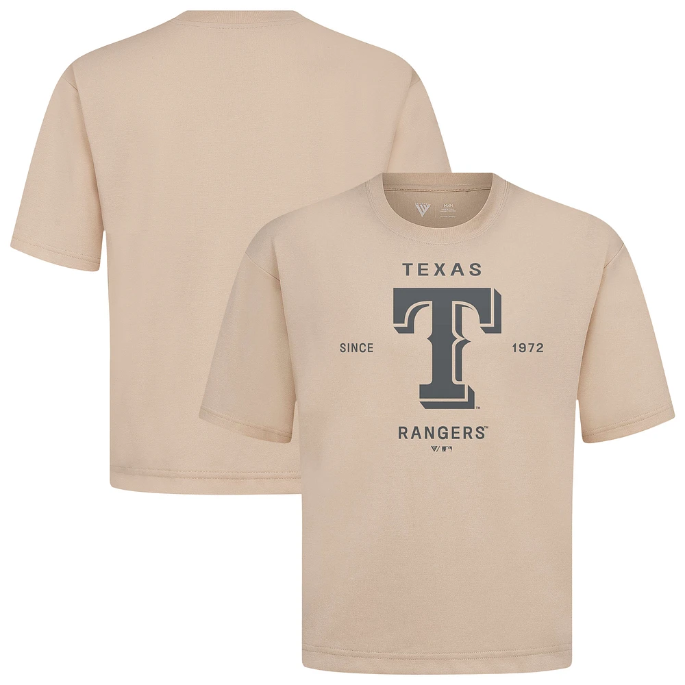 Men's Levelwear Khaki Texas Rangers Crossway Oversized Luxe Signature Knit T-Shirt