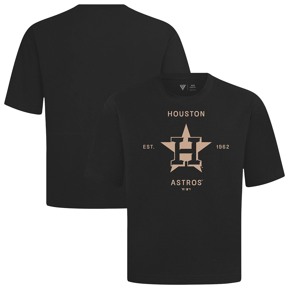 Men's Levelwear Black Houston Astros Crossway Oversized Luxe Signature Knit T-Shirt